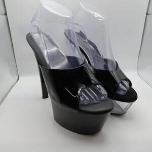 Pleaser Aspire 601 6" Black Clear Lucite 2.25" Platform Dance Heels Size 10
